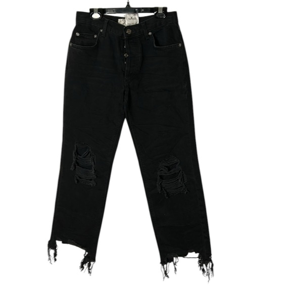 We The Free  cropped,distressed light black jeans,frayed,grunge,punk, cosplay - Picture 2 of 13